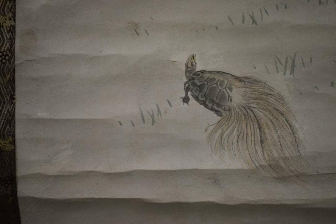 真作/秋翠/高砂図/人物図/松竹梅鶴亀/布袋屋掛軸HK-15