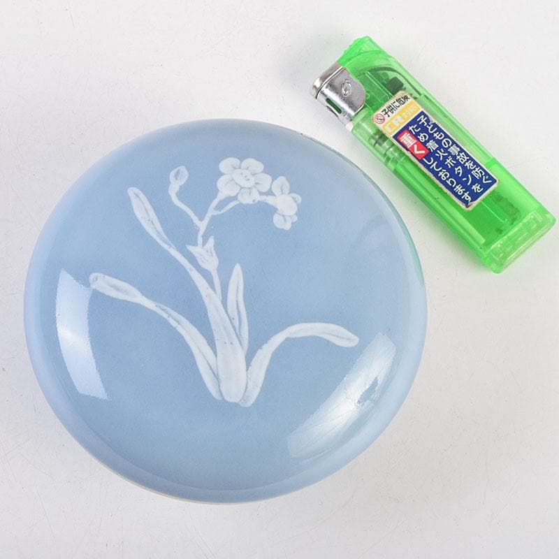 中国　上海西冷印社　花文　景徳鎮製款　光明朱砂印泥　肉池　U　R9153