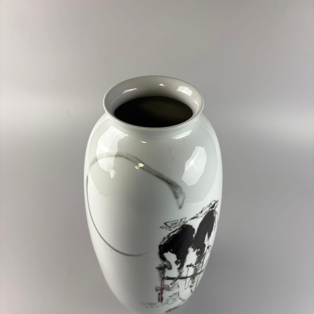 中国 景徳鎮 漢詩紋 花瓶 高さ約35cm