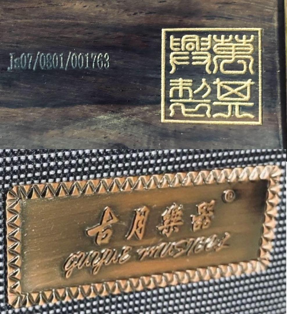 弦交換済 中国 古月 弦 楽器 民族 二胡 ケース 革 中国蘇州 風舞藍天領天高