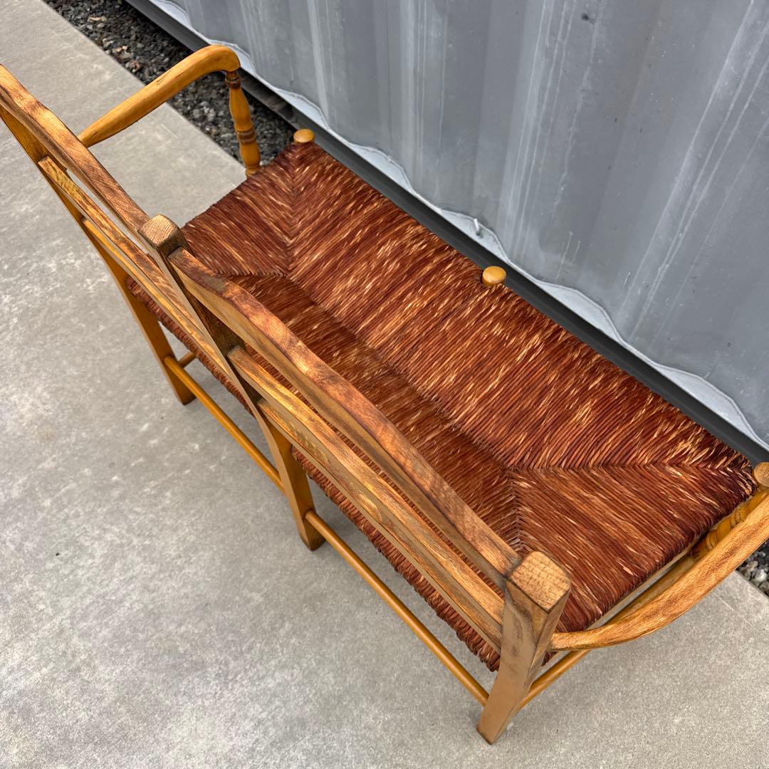 フランスアンティーク ダブルベンチ フレンチシャビー ヴィンテージ ブナ材