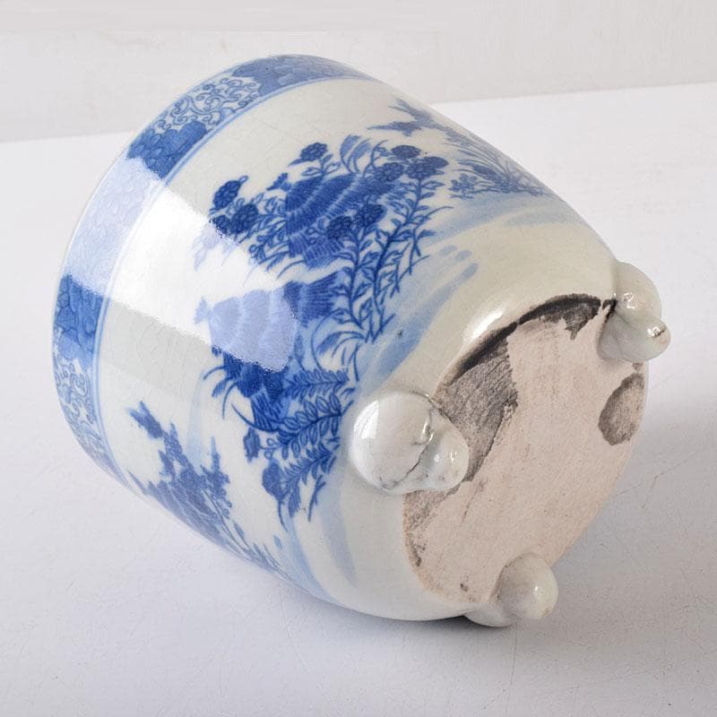 瀬戸焼　古瀬戸　染付秋草文　三つ足香炉　火入れ　V　R7933