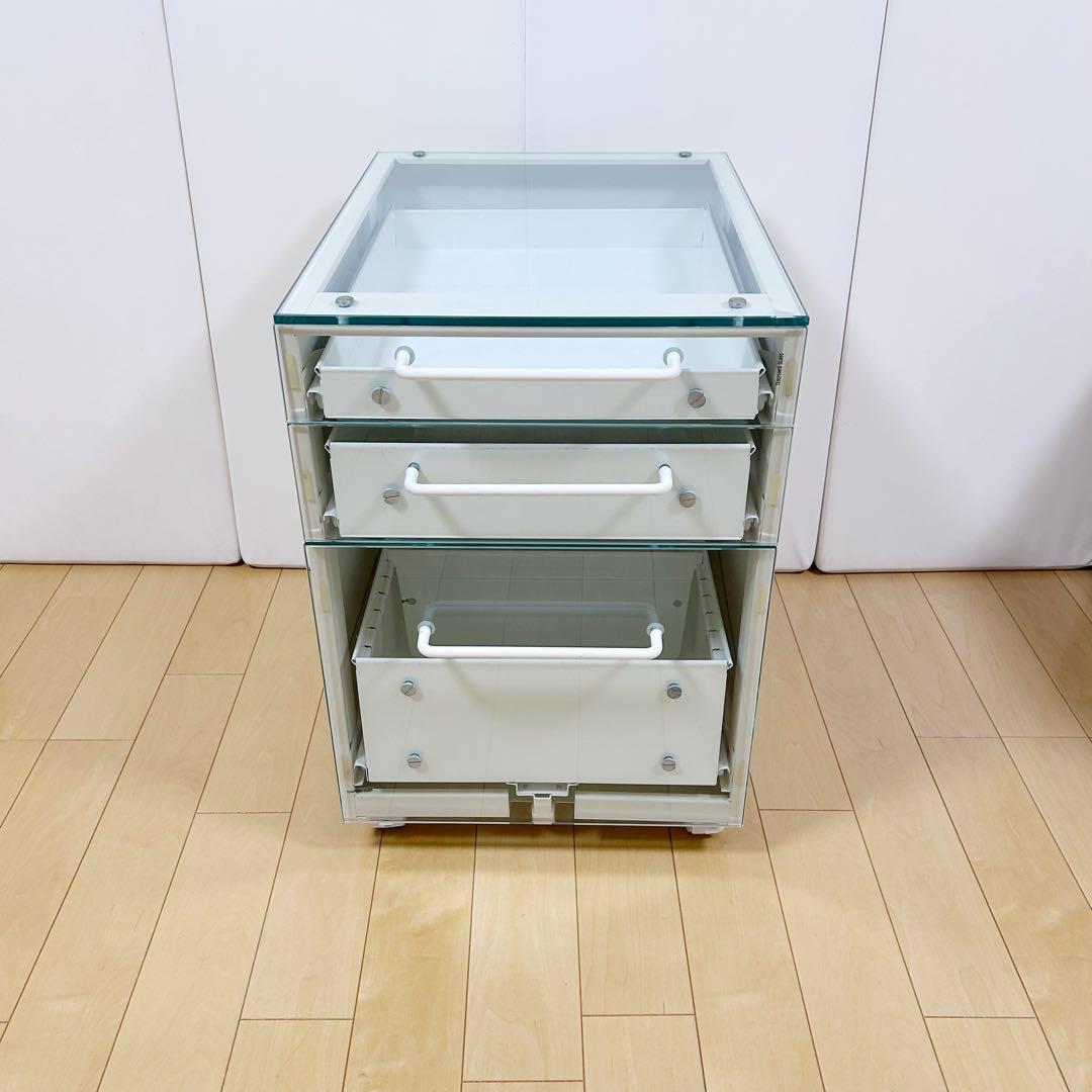 東馬　TOHMA ガラスワゴン　キャビネット　強化ガラス　希少　ホワイト