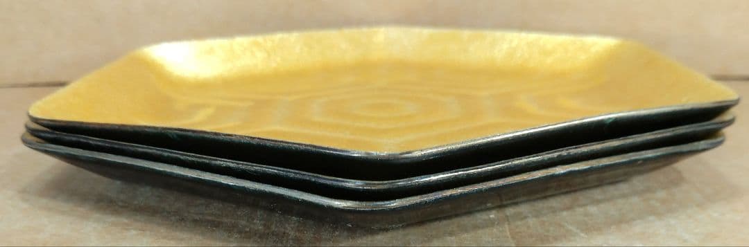 【本物保証】安藤七宝店謹製 七宝亀甲皿(金3枚,白銀3枚,6枚1組) 共箱 七寶