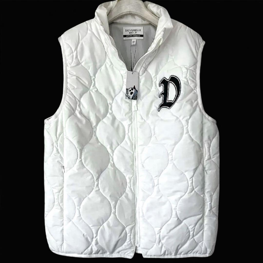 新品未使用【デヴァローゴルフ】中綿ダウンキルティング フルジップベスト（白）
