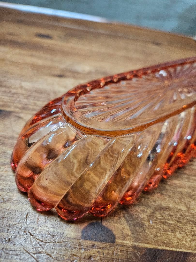 美品 オールドバカラ BACCARAT バンブーローズ トレイ クランベリー硝子