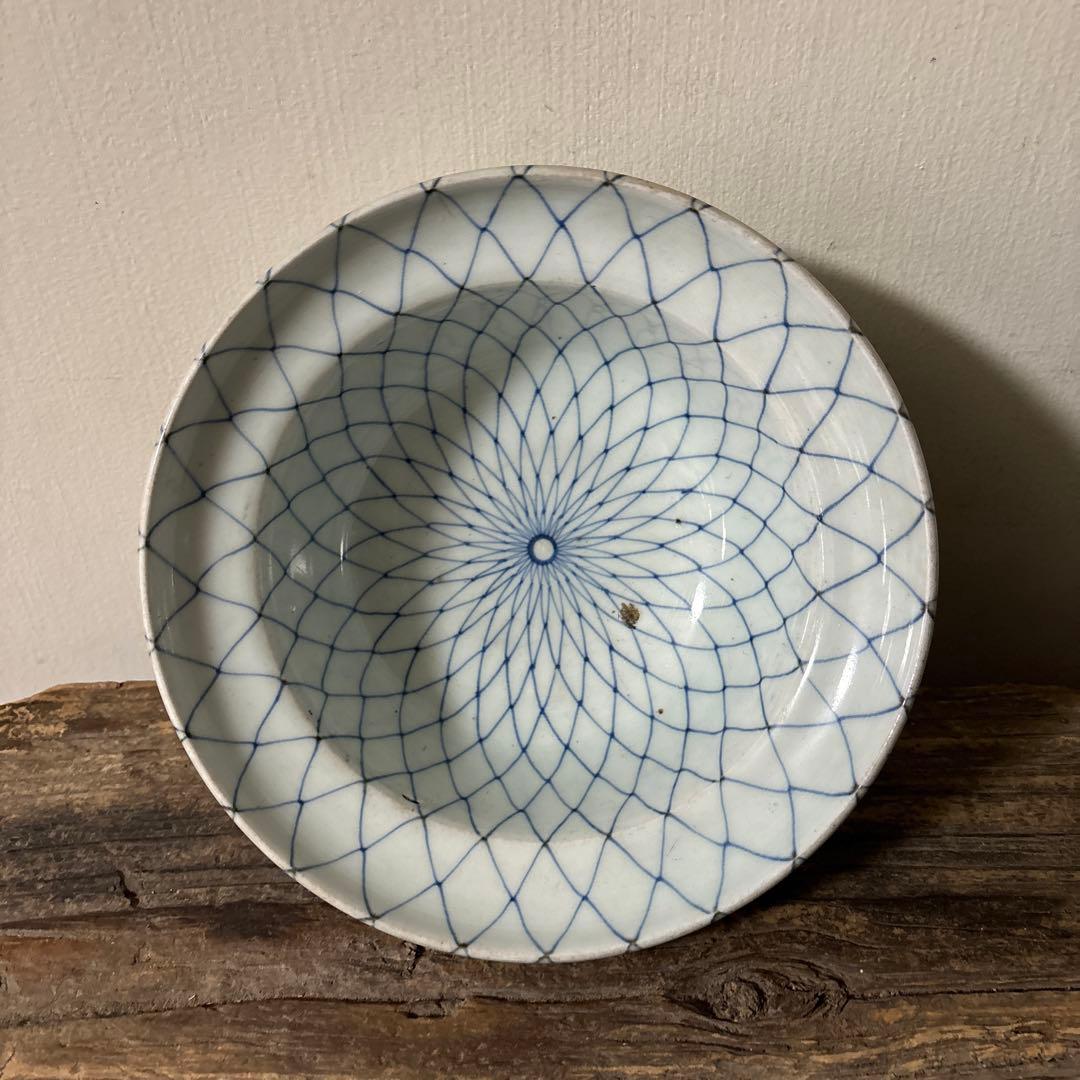 古伊万里網目文　染付鉢1点　江戸時代　骨董　アンティーク　白磁　検:李朝