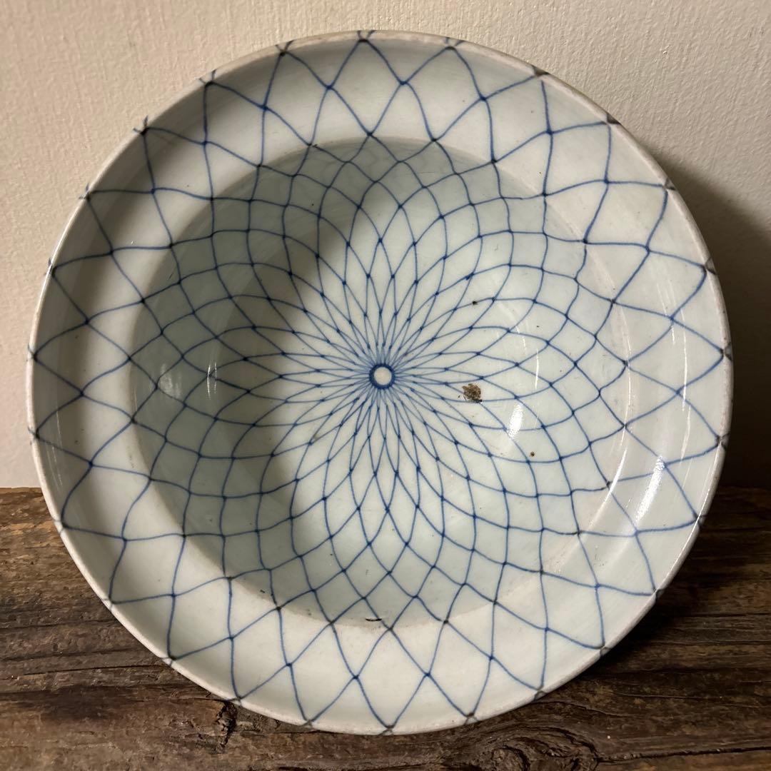 古伊万里網目文　染付鉢1点　江戸時代　骨董　アンティーク　白磁　検:李朝