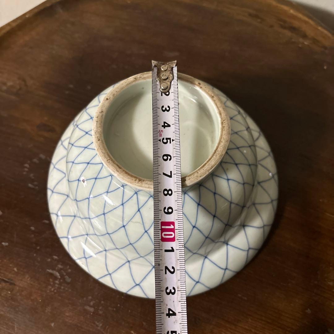 古伊万里網目文　染付鉢1点　江戸時代　骨董　アンティーク　白磁　検:李朝