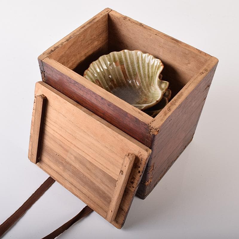 和食器　尾張　御深井焼焼　貝形向付　五客　時代箱付　M　R8097