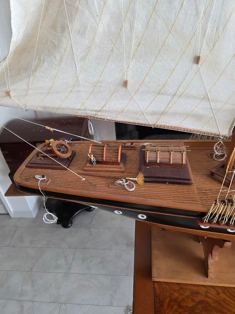 希少品 骨董品 アンティーク 木製ヨット 80年前