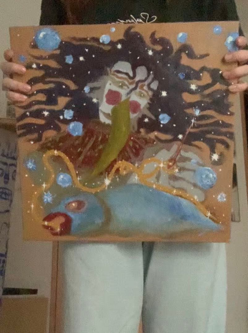 油絵 “Fish Catcher”