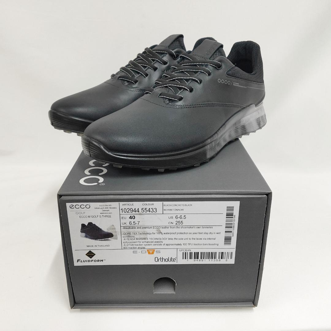 ○★新品未使用 エコー エススリー ゴアテックスゴルフシューズ ブラック25cm