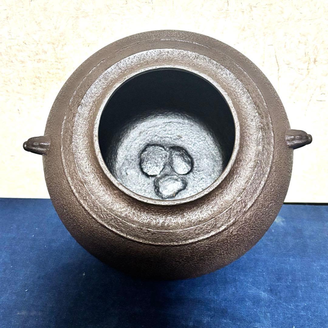 希少/角谷紗村/琉球風炉釜/唐銅風炉/茶釜/野々田電熱器/真塗敷板/底瓦/茶道具