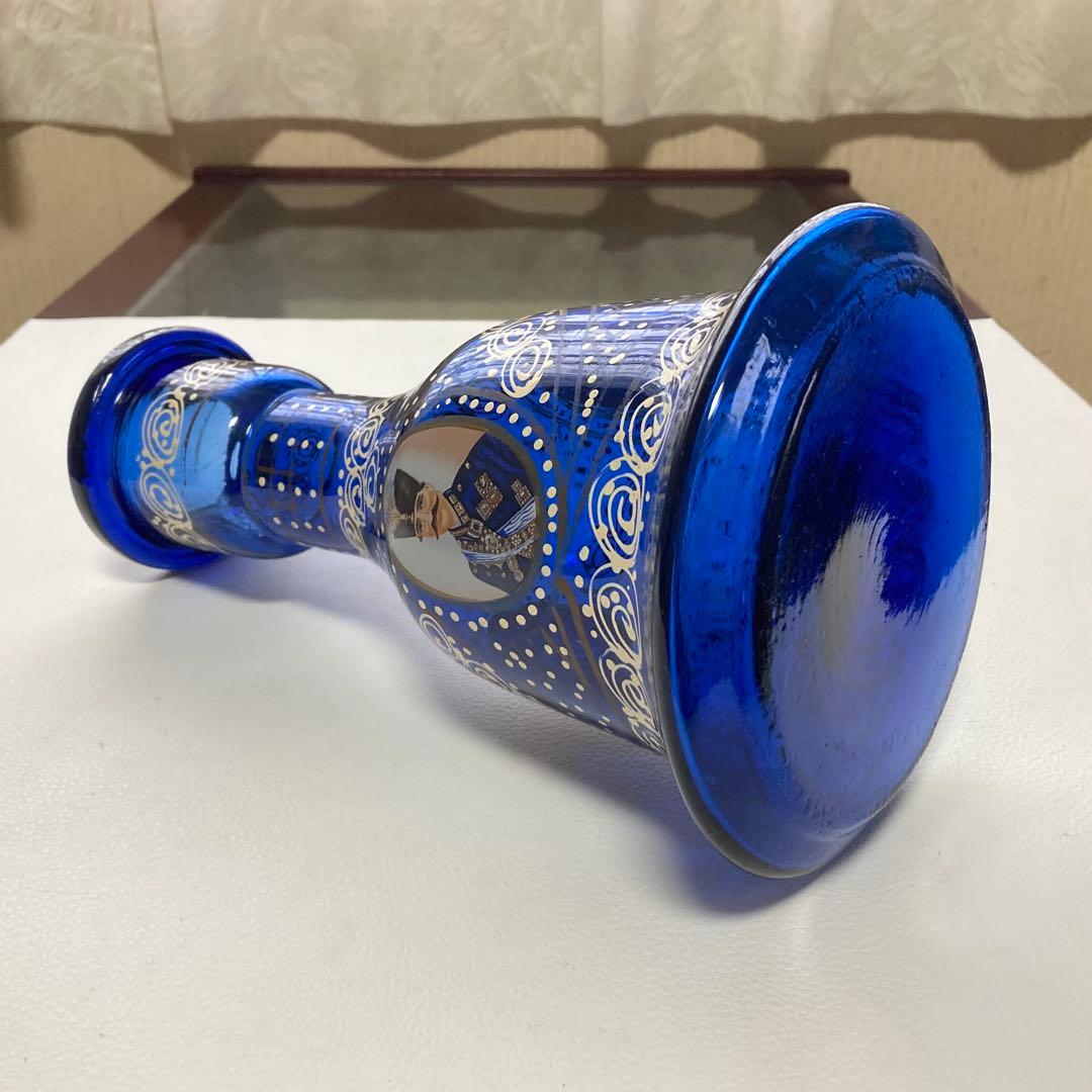 花瓶 花器 フラワーベース シーシャ 硝子 ボトル 瓶 青 レトロ ヴィンテージ