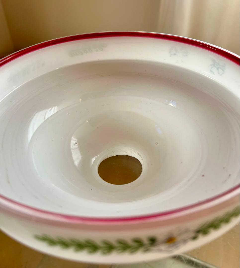 大正ロマン　赤縁ガラス電笠　花柄　灯り　照明　古民家　洋館　古道具　アンティーク