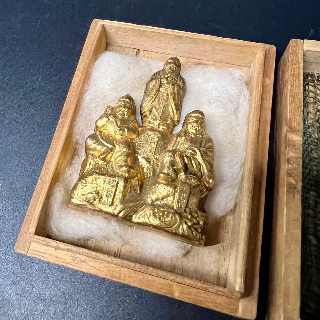 ◎古美術 庵々◎出羽三山 神像◎月山・湯殿山・羽黒山 刻銘◎真鍮鍍金◎山岳信仰