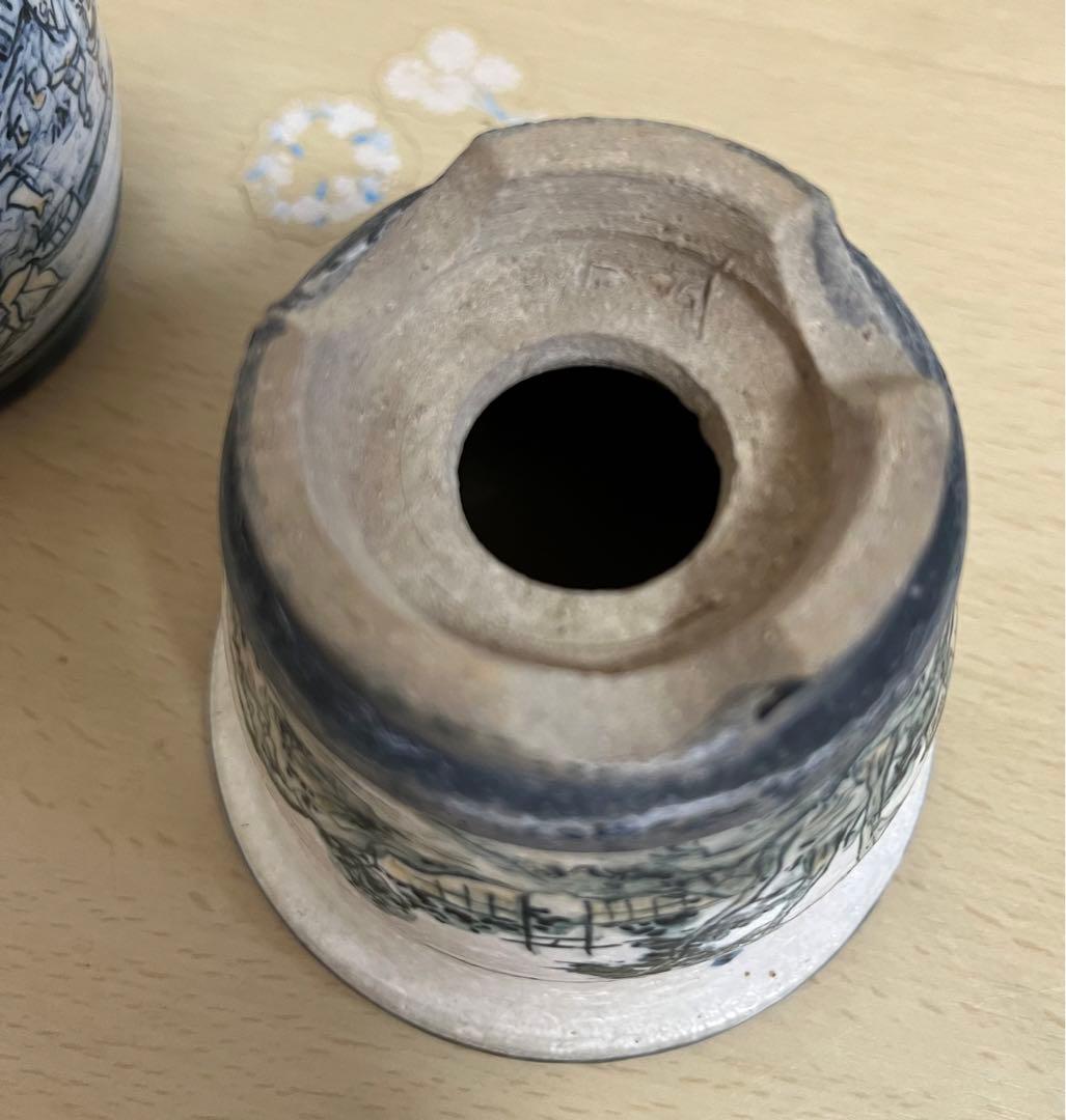 陶翠作　東海道五拾三次画　盆栽鉢