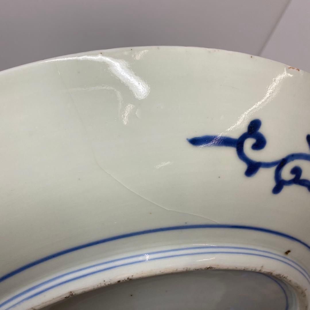 古伊万里　染錦　染付大皿4枚　美人画木箱付　タニコ　東さ7-0626⑥