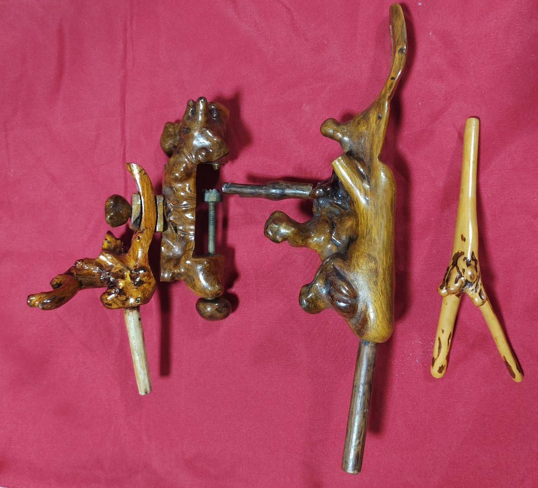 ヘラブナ釣り万力・希少天然杜松 弓型万力・杜松竿枕１点物希少です