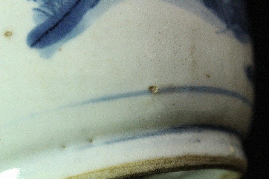 中国美術 古染付 山水舟紋 香炉 碗 明 旧家蔵出