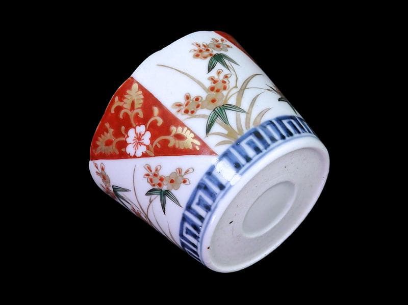 古伊万里　色絵　草花紋　桜に金唐草の図　蕎麦猪口　D242AS-CYh