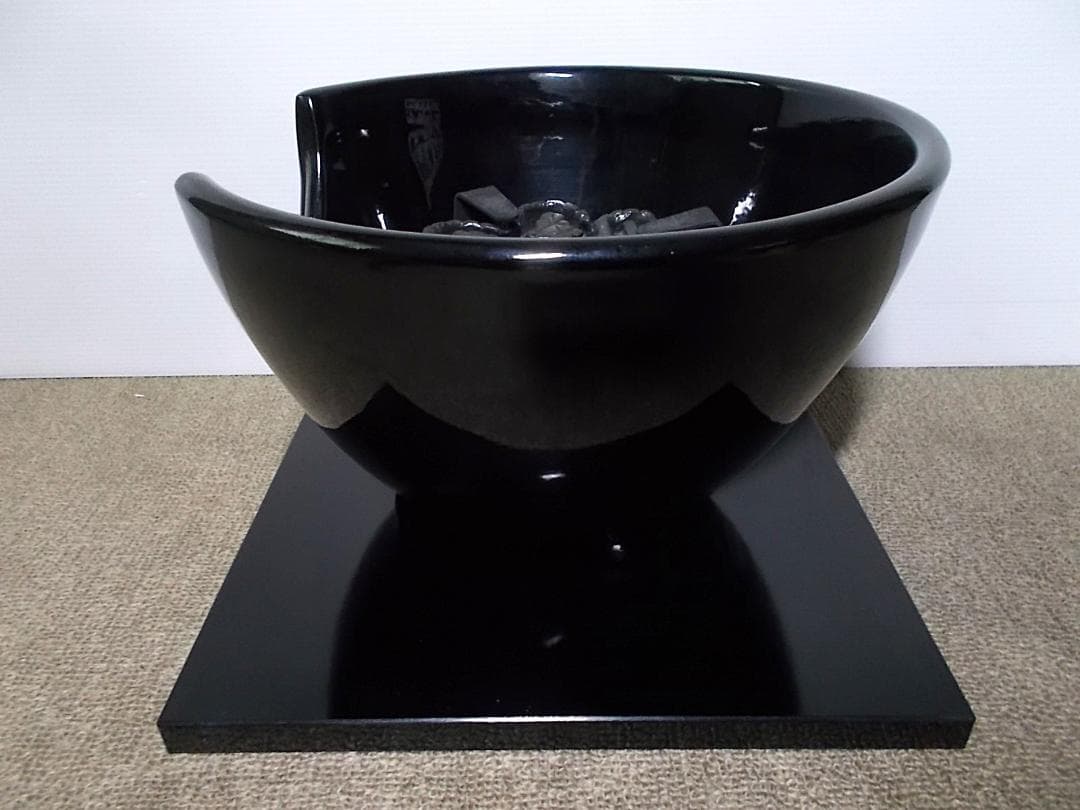 茶道具 富士釜 茶釜 真塗風炉型野々田電熱器 動作品 送料込み