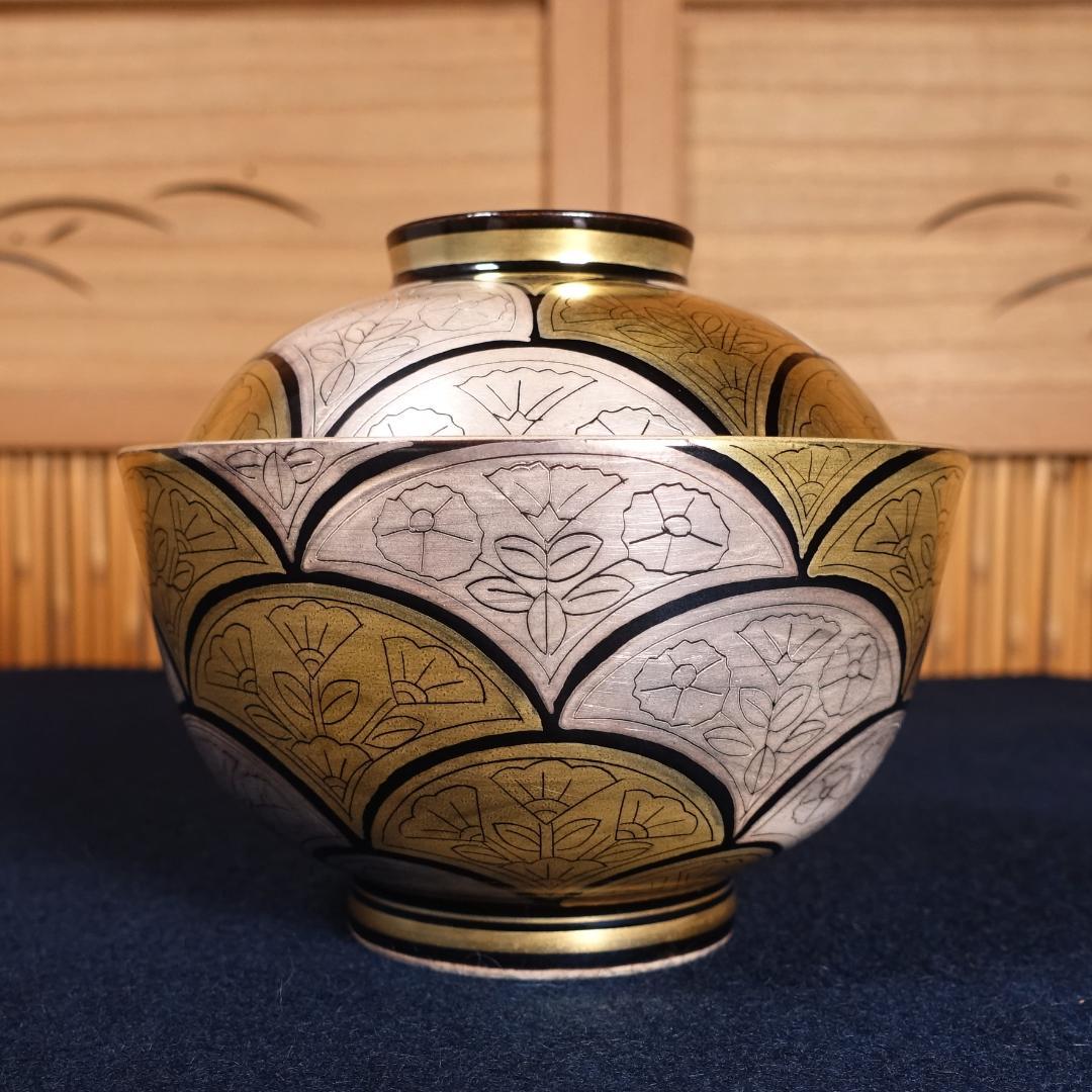 豪華絢爛 京焼 良斎作 金銀彩 蓋碗 蓋茶碗 6客