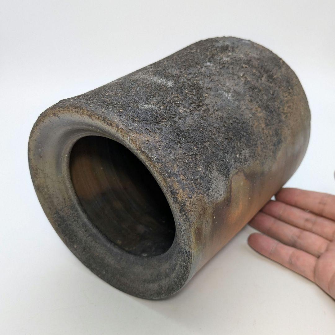 山下譲治 備前焼 窯変灰被り水指 共箱 水差し 茶道具 茶器 抹茶 食器