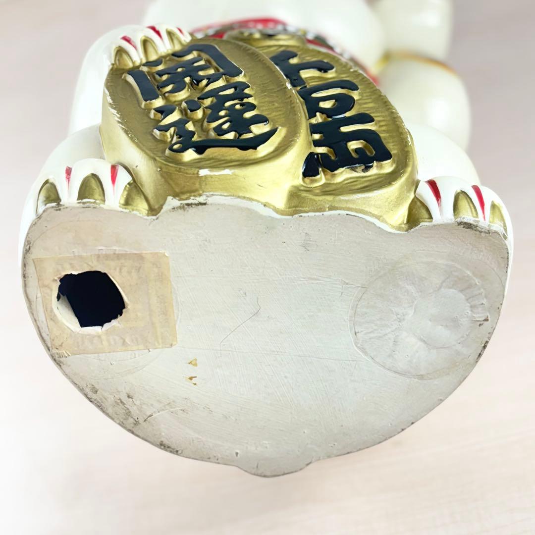 特大 招き猫 42cm 白猫 縁起物 左手上げ 商売繫盛 千客万来