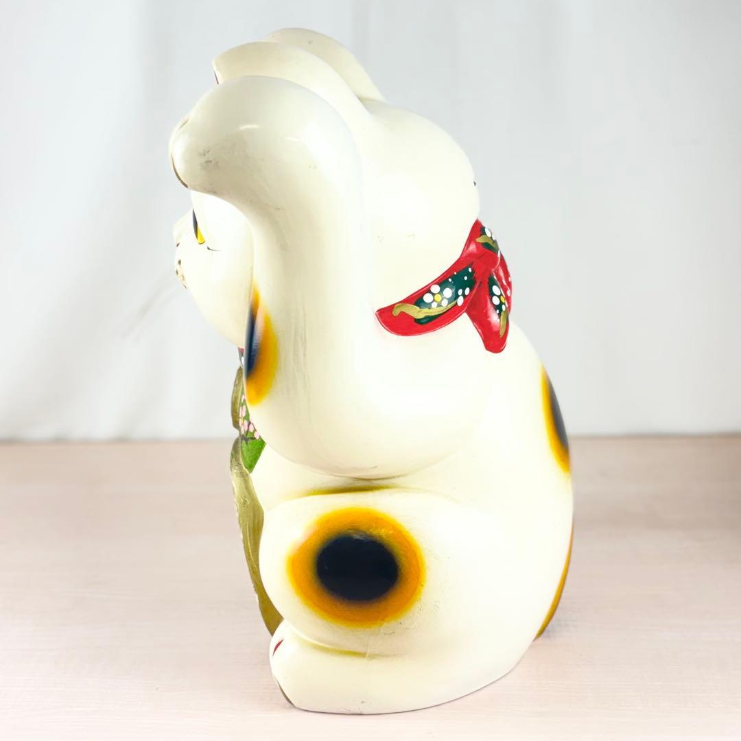 特大 招き猫 42cm 白猫 縁起物 左手上げ 商売繫盛 千客万来