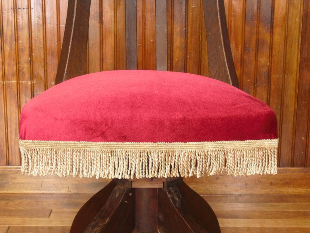 アンティーク ドクターチェア☆木製 回転椅子☆手触り良いベルベット/ビロード張り