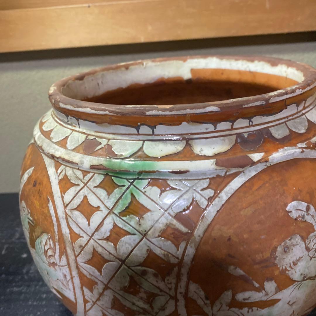 中国古玩　鳥華図花瓶　23cm18cm