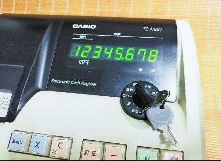 カシオレジスター　TE-M80　中古品　人気機種感熱紙　送料無料　923044