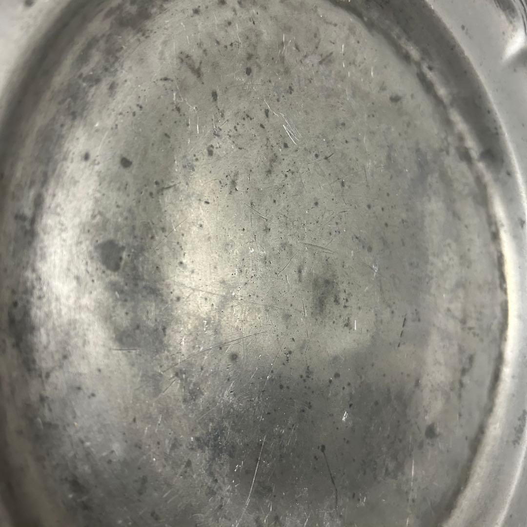 フランスアンティーク　花リムピューター 大皿　32センチ　蚤の市　仏ブロカント