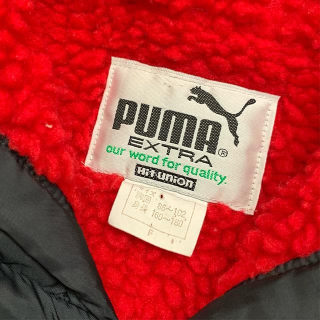 極美品✨️デカロゴ PUMA ベンチコート フリー ロング丈 黒・赤