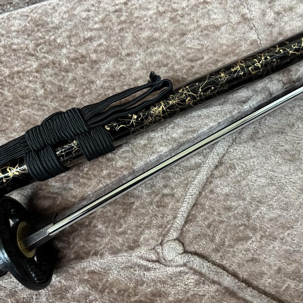 美品 龍神金具 模造刀 金糸塗鞘 互の目刃文 全長98cm 抜身912g 鑑賞用