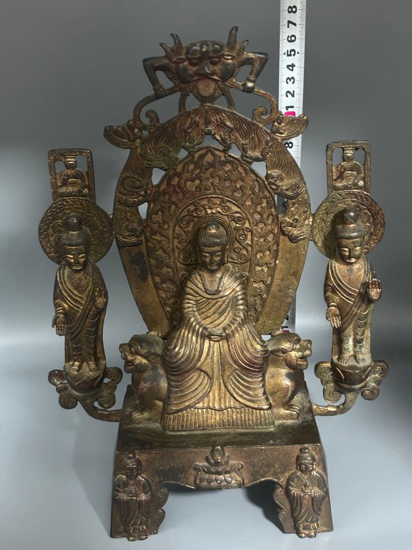 仏教古美術 純銅 文化遺産 文化財仏像伝承　 中央に仏と菩薩像