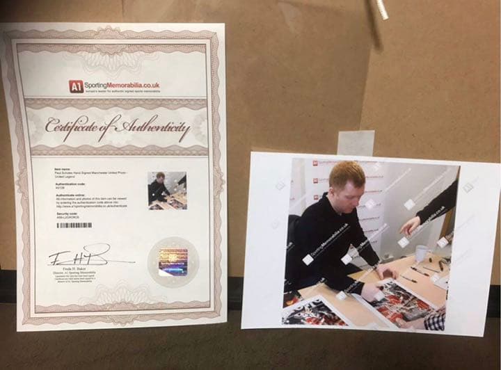 マンU 一筋 スコールズ フォトサイン 本物鑑定書付き　値下げ
