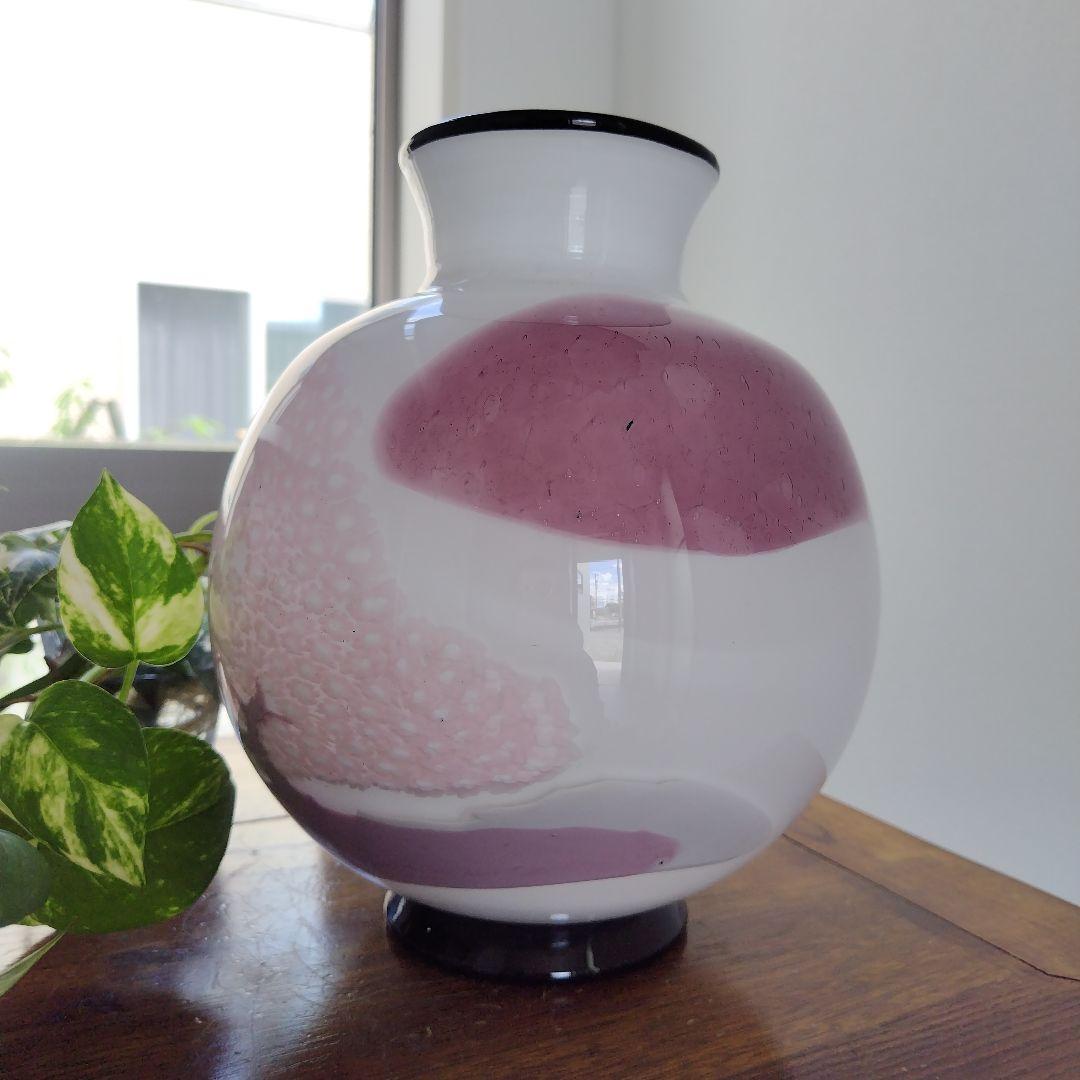 【海外骨董品】美品！アンティークベネチアングラス murano 桜フラワーベース