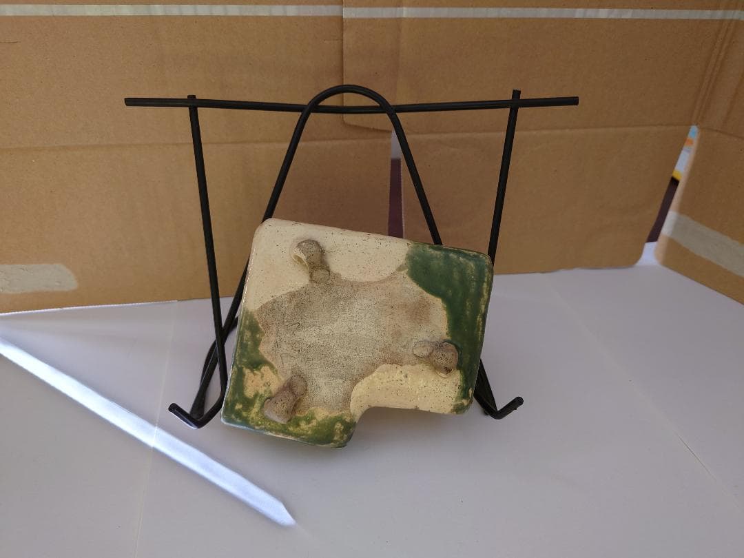 ★美濃　織部焼★青織部三環足向付★桃山時代★骨董品☆