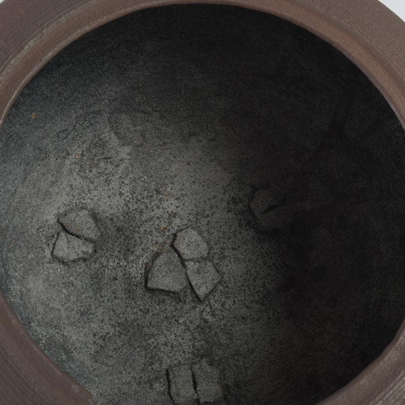 茶道具　釜師　畠春斎作　肩糸目　廣口釜　共布共箱　V　9865A