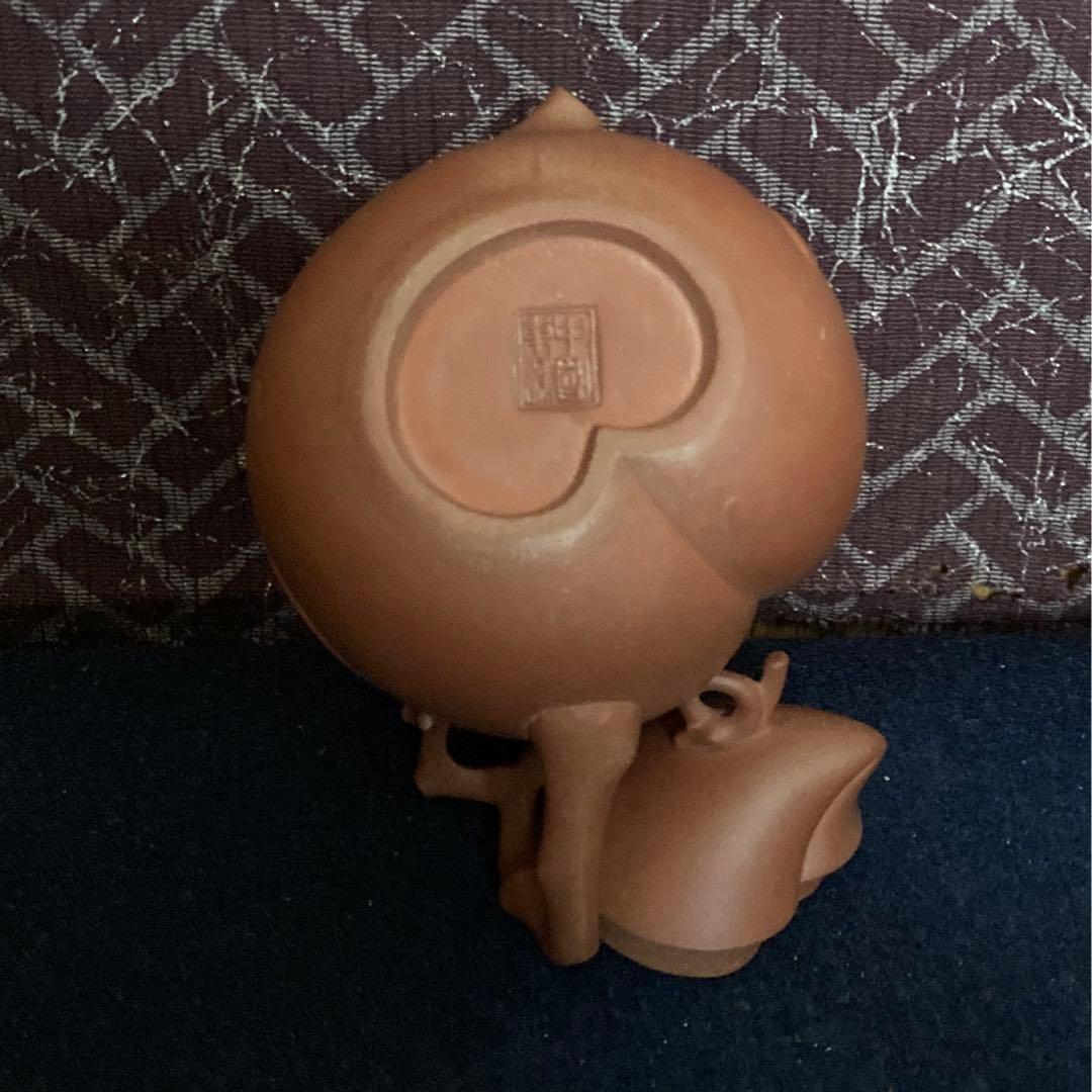 朱泥桃型茶心壷　朱泥急須　煎茶