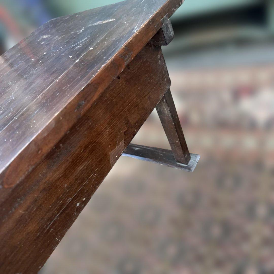 ヴィンテージ木製文机 ダークブラウン 引き出し2つ