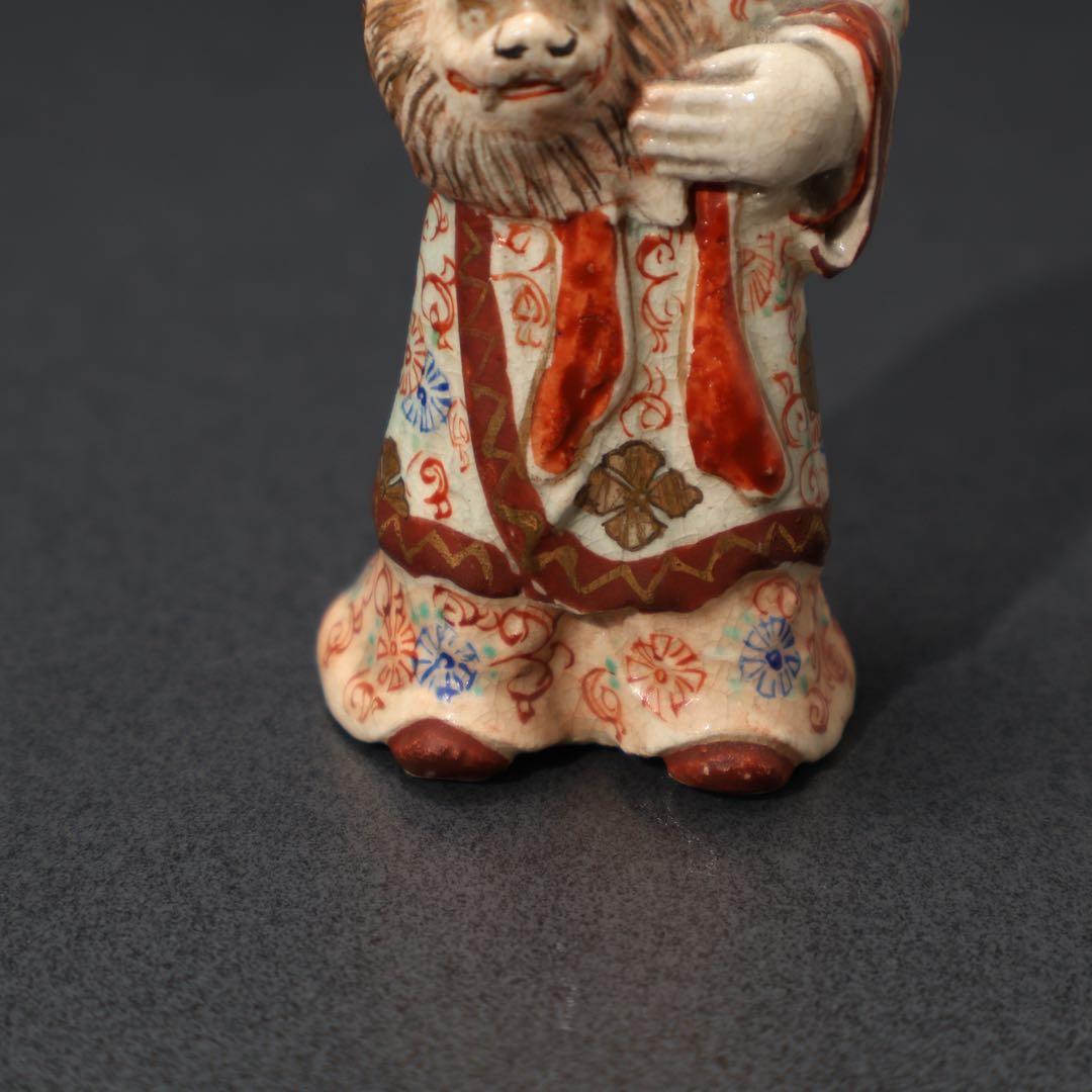 明治期　童子　置物　人形　薩摩　九谷　赤絵　骨董　R1575ダS