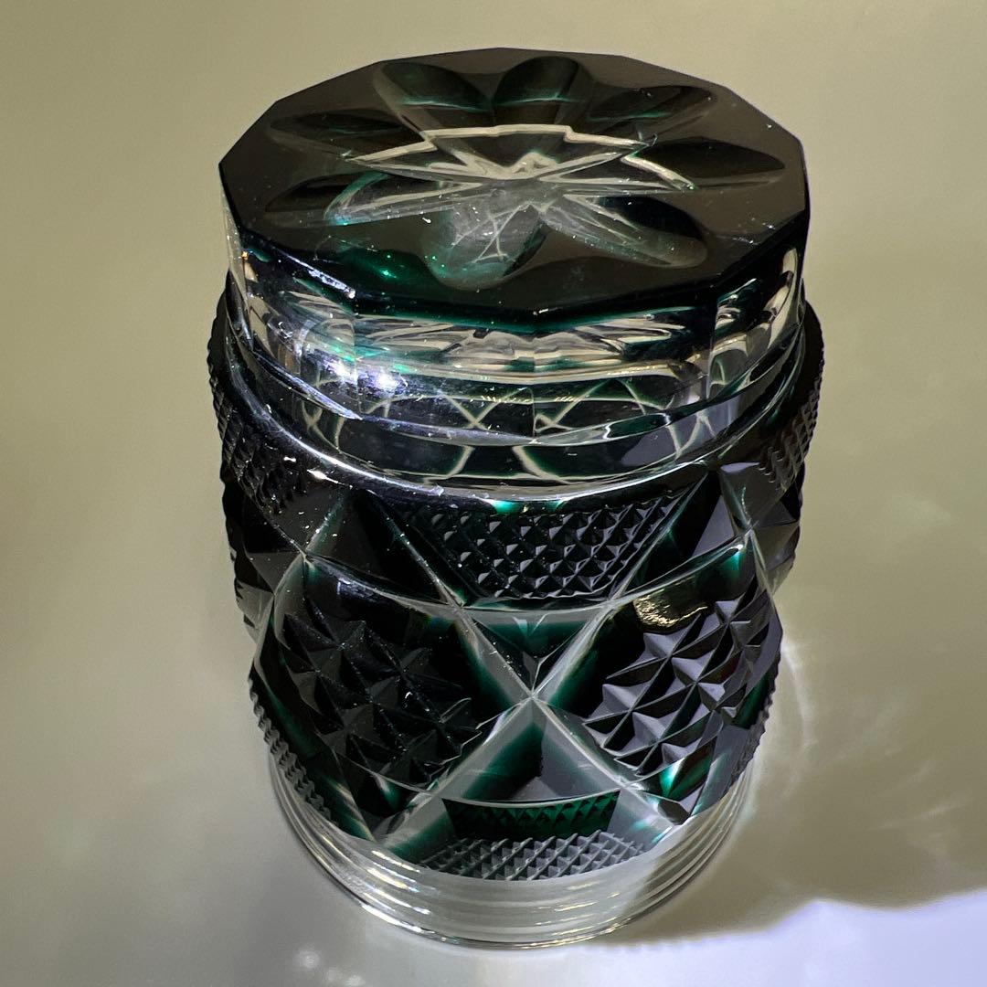 島津磯斉　薩摩切子オールドファッションタンブラー　共箱　東Y7-1203☆1F