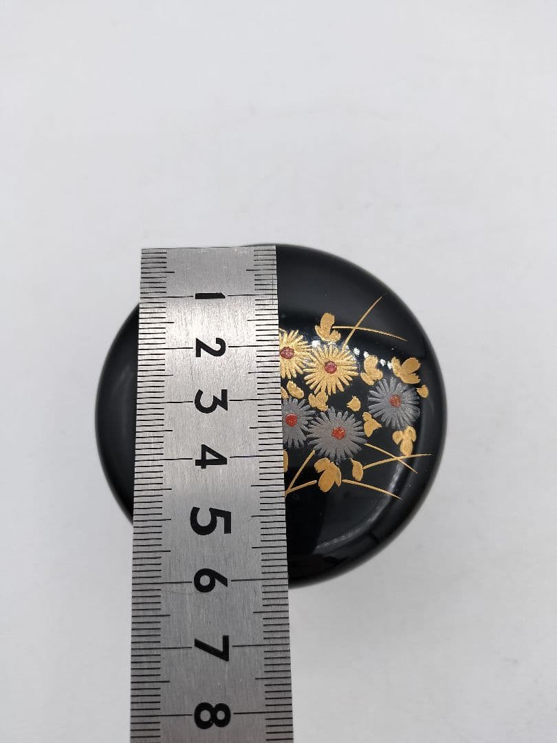 c614 黒中棗 菊蒔絵 岡本陽斎 木箱 茶道具 古物