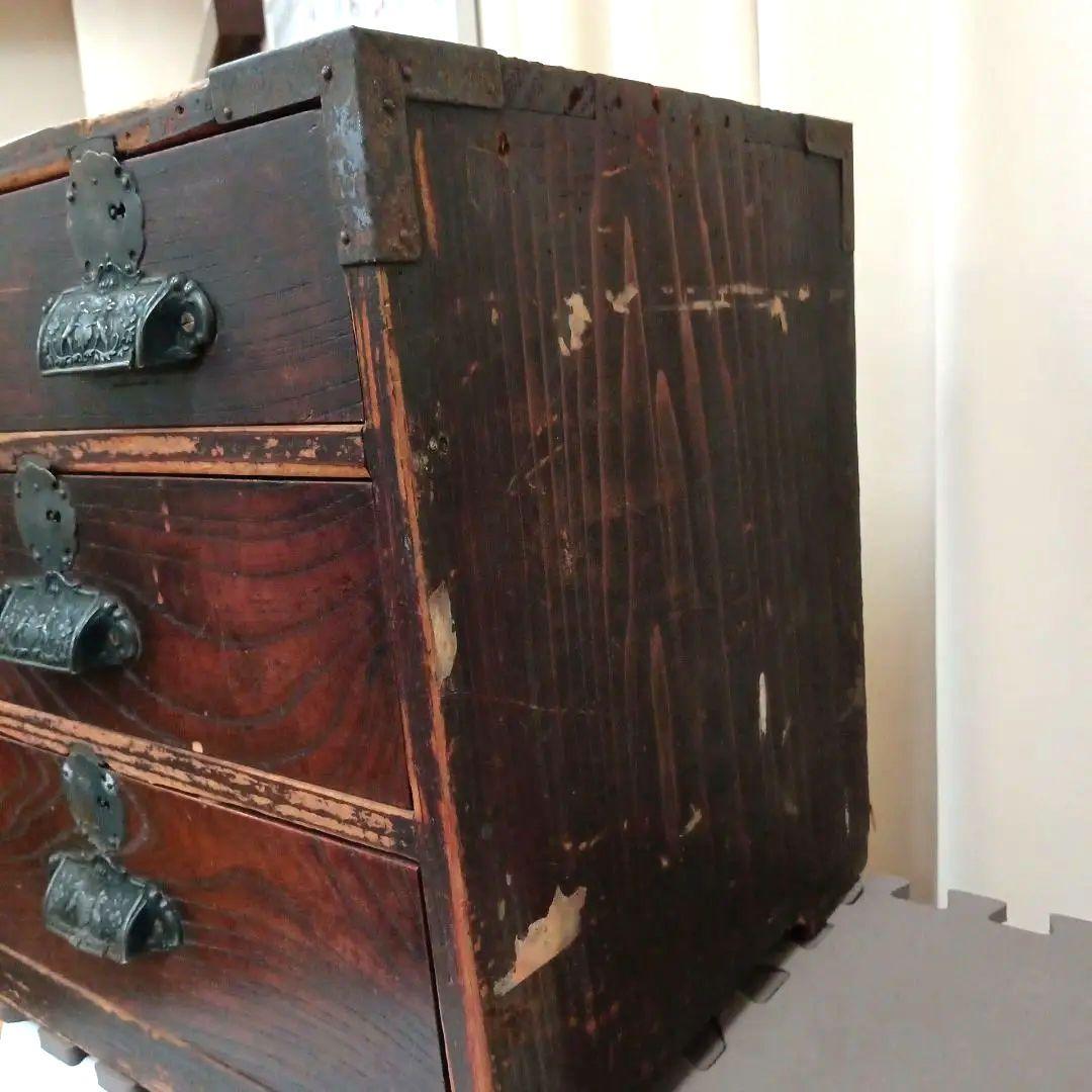 ◆年代物　小箪笥　アンティーク　和風木製箪笥 　3段