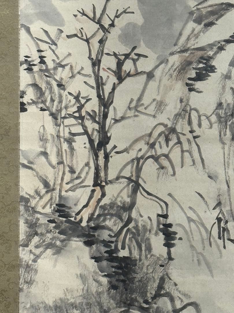 奥原晴湖筆　携琴訪友　紙本肉筆　掛軸　送料込み251031