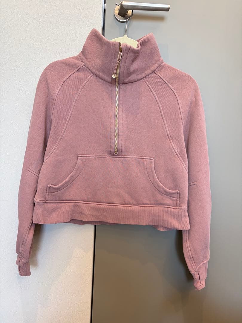 【レア】ルルレモン Scuba 　オーバーサイズ ハーフジップフーディ　ピンク金